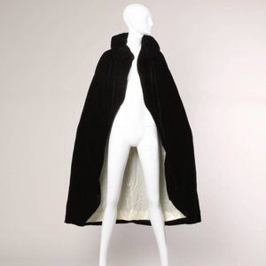 Vintage Velvet Hooded Cloak Jacket with Sleeves